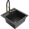 Mexen Vito Granite Kitchen Sink Single-Bowl with Aster Kitchen Tap, Black Speckled - 6503-76-73450-57-B