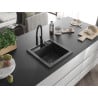 Mexen Vito fregadero de granito de 1 cubeta con grifo de cocina Aster, negro moteado - 6503-76-73450-70-B