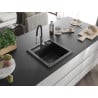 Mexen Vito Einbauspüle 1-becken mit Küchenarmatur Aster, schwarz - 6503-77-73450-07-B