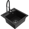 Mexen Vito fregadero de granito de 1 cubeta con grifo de cocina Aster, negro - 6503-77-73450-07-B