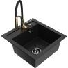 Mexen Vito fregadero de granito de 1 cubeta con grifo de cocina Aster, negro - 6503-77-73450-57-B
