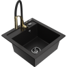Mexen Vito granite kitchen sink 1-bowl with kitchen tap Aster, black - 6503-77-73450-57-B