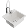 Mexen Milo évier en granit 1 bac avec robinet de cuisine Aster, blanc - 6505-20-73450-02