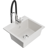 Mexen Milo fregadero de granito de 1 compartimento con grifo de cocina Aster, blanco - 6505-20-73450-07