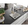 Mexen Milo granitische spoelbak 1-kamer met keukenmengkraan Aster, wit - 6505-20-73450-57-B