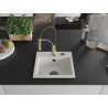 Mexen Milo granit gootsteen 1-komorige met keukenkraan Aster, wit - 6505-20-73450-57-B