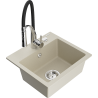 Mexen Milo évier en granit 1 bac avec mitigeur Aster, beige - 6505-69-73450-07