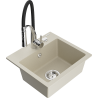 Mexen Milo évier en granit à 1 bac avec robinet de cuisine Aster, beige - 6505-69-73450-07