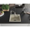 Mexen Milo 1-vaks granieten gootsteen met Aster keukenkraan, beige - 6505-69-73450-07-B