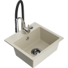 Mexen Milo granit gootsteen 1-komorige met keukenmengkraan Aster, beige - 6505-69-73450-07-B