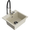 Mexen Milo single-bowl granite sink with Aster kitchen faucet, beige - 6505-69-73450-07-B