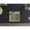Mexen Milo évier en granit à 1 bac avec robinet de cuisine Aster, beige - 6505-69-73450-57-G