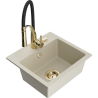 Mexen Milo granitische 1-komorige spoelbak met keukenmengkraan Aster, beige - 6505-69-73450-57-G