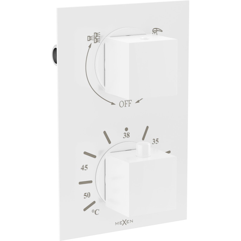 Mexen Cube termostatska tuš-kada miješalica s 2 izlaza, bijela - 77502-20