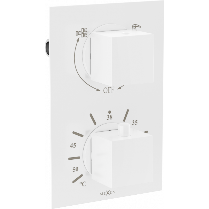 Mexen Cube Thermostat-Badewannen- und Duscharmatur 2-Ausgänge, weiß - 77502-20