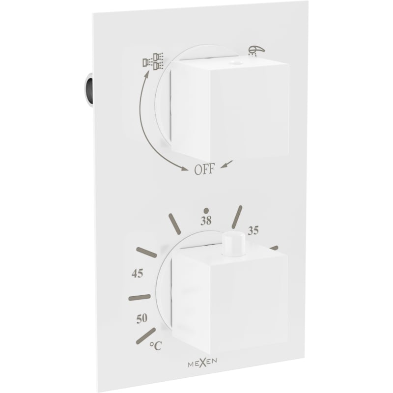 Mexen Cube thermostatic bathtub-shower mixer 2-outlet, white - 77502-20