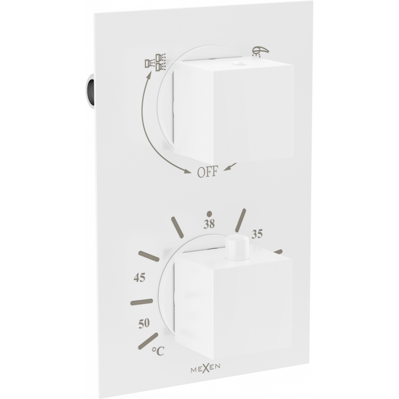 Mexen Cube thermostatische bad-douchekraan 2-weg, wit - 77502-20
