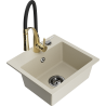 Mexen Milo fregadero de granito de 1 seno con grifo de cocina Aster, beige - 6505-69-73450-57-B