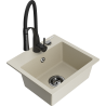 Mexen Milo évier en granit 1 bac avec robinet de cuisine Aster, beige - 6505-69-73450-70-B