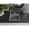 Mexen Milo granite sink 1-bowl with Aster kitchen tap, grey - 6505-71-73450-07