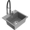 Mexen Milo fregadero de granito de 1 compartimento con grifo de cocina Aster, gris - 6505-71-73450-07