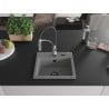 Mexen Milo 1-bowl granite sink with Aster kitchen tap, grey - 6505-71-73450-07-B