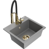 Mexen Milo Granitspüle 1-Becken mit Küchenarmatur Aster, Grau - 6505-71-73450-57-G