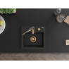 Mexen Milo fregadero de granito de 1 seno con grifo de cocina Aster, negro/plateado metálico - 6505-73-73450-57-G