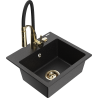 Mexen Milo 1-bowl granite sink with Aster kitchen faucet, black/silver metallic - 6505-73-73450-57-G