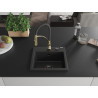 Mexen Milo Granitspüle 1-Becken mit Küchenarmatur Aster, schwarz/silber-metallic - 6505-73-73450-57-B