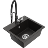 Mexen Milo 1-bowl granite sink with kitchen faucet Aster, black/gold metallic - 6505-75-73450-07