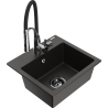 Mexen Milo fregadero de granito de 1 tazón con grifo de cocina Aster, negro/dorado metálico - 6505-75-73450-07-B