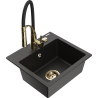 Mexen Milo fregadero de granito de 1 seno con grifo de cocina Aster, negro/metálico dorado - 6505-75-73450-57-G