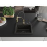Mexen Milo granitische spoelbak 1-komorige met keukenkraan Aster, zwart/goud metallic - 6505-75-73450-57-B
