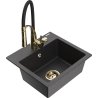 Mexen Milo fregadero de granito de 1 cubeta con grifo de cocina Aster, negro moteado - 6505-76-73450-57-G