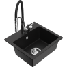 Mexen Milo granieten spoelbak 1-komors met Aster keukenmengkraan, zwart - 6505-77-73450-07