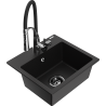 Mexen Milo 1-bowl granite kitchen sink with Aster tap, black - 6505-77-73450-07-B