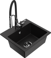 Mexen Milo lavello in granito a 1 vasca con miscelatore cucina Aster, nero - 6505-77-73450-07-B