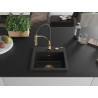 Mexen Milo fregadero de granito de 1 compartimento con grifo de cocina Aster, negro - 6505-77-73450-57-G