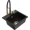 Mexen Milo granite sink 1-bowl with Aster kitchen tap, black - 6505-77-73450-57-G