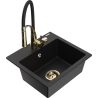 Mexen Milo lava-louça de granito de 1 cuba com torneira de cozinha Aster, preto - 6505-77-73450-57-G