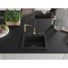 Mexen Milo granit wastafel 1-baks met keukenmengkraan Aster, zwart - 6505-77-73450-57-B