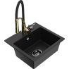 Mexen Milo fregadero de granito de 1 cuenco con grifo de cocina Aster, negro - 6505-77-73450-57-B