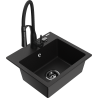 Mexen Milo lavello in granito a 1 vasca con rubinetto da cucina Aster, nero - 6505-77-73450-70-B