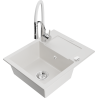 Mexen Enzo fregadero de granito de 1 seno con escurridor y grifo de cocina Aster, blanco - 6506-20-73450-02