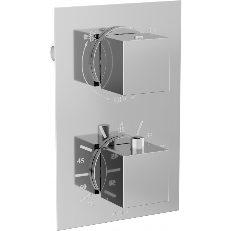 Mexen Cube thermostatische Wannenduscharmatur mit 2 Ausgängen, Chrom - 77502-00