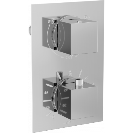 Mexen Cube thermostatic bath-shower faucet 2-outlet, chrome - 77502-00