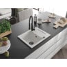 Mexen Enzo 1-Bowl Granite Sink with Drainer and Aster Kitchen Tap, White - 6506-20-73450-70-B
