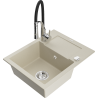 Mexen Enzo Granitspüle ein Becken mit Abtropffläche und Küchenarmatur Aster, beige - 6506-69-73450-07