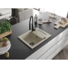 Mexen Enzo évier en granit à 1 bac avec égouttoir et robinet de cuisine Aster, beige - 6506-69-73450-70-B